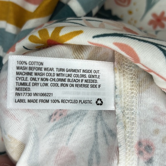 CAT & JACK PAJAMAS  SOFT ELASTIC WAISTBAND SPRING FLOWERS & STRIPES SIZE 8 - Picture 7 of 9